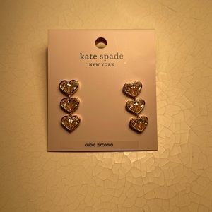 Kate Spade gold dangly heart earrings